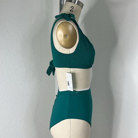 Calzedonia Bikini Top Waffle Tie Teal Underwire Scoop Canotta Anna - Picture 5 of 9